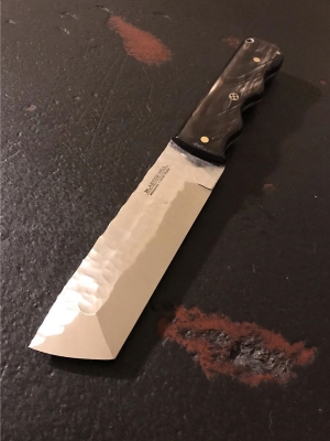 Knife with dark handle
